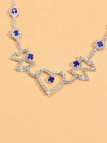 1pc Fully Rhinestone Heart & Butterfly Anklet, Personalized Jewelry For Women Beach Holiday Daily Wear - Black - View 8