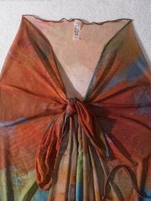 3pcs/Set Women Tie Dye Sexy Backless Swimwear For Beach Resort Vacation Summer - Multicolor - View 7