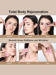 New 2PCS Gua Sha Facial Stone Facial Massager Roller Skin Care Tools Gousha Stone For The Face Roller Gouache Scraper - Multicolor - View 6