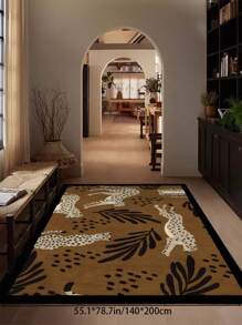 1 Piece Of Brown Living Room Decoration With Leopard Pattern, Imitation Cashmere Carpet, Soft Carpet For Bedroom, Home Decoration, Soft And Fluffy Rug For Bed Room, Delicate To The Touch, Non-Slip Washable And Foldable Area Rug. It Can Be Used In Living Room, Bedroom, Doormat, Home Decoration, Suitable For Different Seasons Of Spring, Summer, Autumn And Winter.