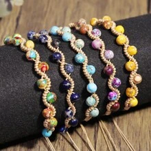 Braccialetto fatto a mano in pietra naturale imperiale, braccialetto da yoga e meditazione per donna, regalo perfetto per uso quotidiano, vacanze estive e gioielleria