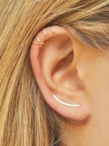 1 pieza Pendientes de acero inoxidable con forma de corazón y luna de 20G para mujeres para decoración diaria, pendientes de rosca de oro y plata, pendientes de cartílago, hélix y trágus