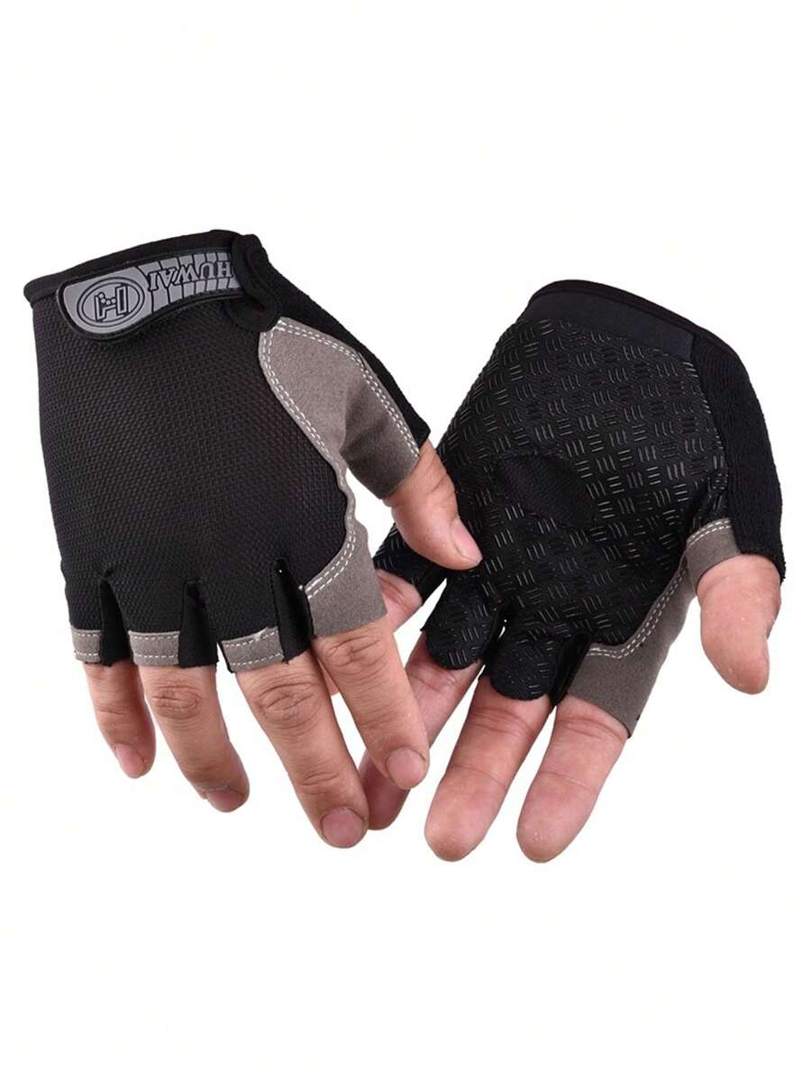 1 Pair Outdoor Sports Cycling Half-Finger Gloves For Men & Women, Suitable For Hiking, Fitness, Yoga, Driving, Fishing, Multi-Size Shock-Absorbing Anti-Slip Breathable Fingerless Gloves