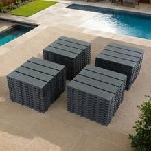 44/27-Pack 12"X12" Interlocking Deck Tiles, Plastic Waterproof Outdoor Flooring For Patio, Pool, Backyard, Balcony – All-Weather - Màu xám đen - Xem 4