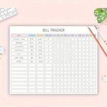 1pc Laminated Annual Bill Payment Tracker, Bill Payment Checklist, Bill Payment Log, Expense Tracker, Bill Planner, Reusable, Laminated, High Quality Craftsmanship - White - View 1