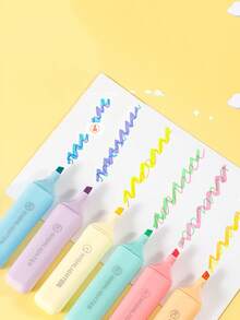 3 chiếc bút huỳnh quang đầu mềm nhiều màu chăm sóc mắt, bút dạ quang, bút đánh dấu, bút vẽ màu pastel, bút dạ quang, đồ dùng học tập, trở lại trường - Nhiều màu - Xem 5