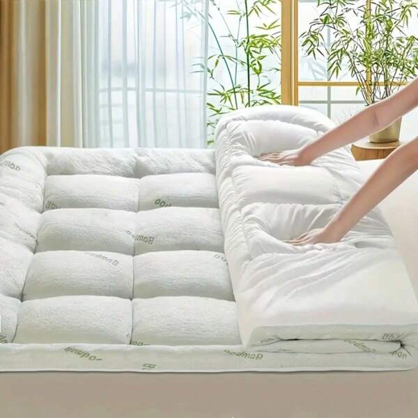 Bamboo Queen Mattress Topper - Thick Cooling Breathable Pillow Top Mattress Pad For Back Pain Relief - Deep Pocket Topper Fits 8-20 Inches Mattress