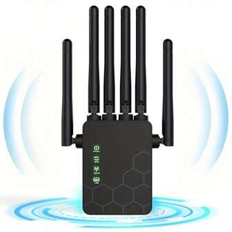 WiFi Extender Internet Booster, 6 Antennas 10000 Sq.Ft Long Range Repeater Wireless Routers Amplifier, Support More Network Devices At Home