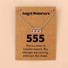 1 Women's Angel Digital Necklace Number 000-999 Gold Stainless Steel Digital Pendant Necklace - Silver - View 14