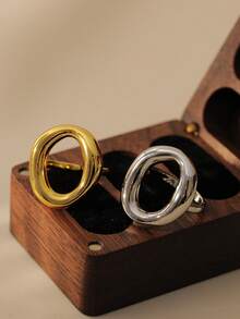 1枚简约不锈钢花朵开口戒指，适合女性日常、节日、派对佩戴，也可作为母亲节礼物 - 花朵 - 查看 10