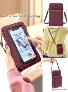 FOREVER MIYIN 触摸屏手机包字母图案手机钱包带拉链和可调节肩带时尚 PU 钱包手机壳手拿包手机套垂直钱包带卡槽轻便现代商务信用卡身份证现金商务休闲教师节教师礼物工作商务通勤旅行度假 - 彩色 - 查看 9