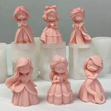 DIY女孩娃娃硅胶模具3D公主雕像树脂工艺品石膏模具可爱娃娃蜡烛香皂巧克力冰块烘焙工具 - 白色 - 查看 7