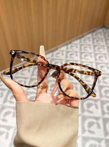 1 件超大男女通用复古休闲时尚有色眼镜，简约复古风格电脑眼镜，可爱百搭，适合学校、日常使用和办公室