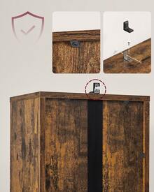 Bibliothèque, Étagère Haute sur 6 Niveaux, avec Porte, Meuble de Rangement Ouvert, 24 x 31,8 x 175 cm/ 24 x 60 x 175 cm, pour Salon, Bureau, Salle à Manger, Marron Rustique - Tabac - Voir 3
