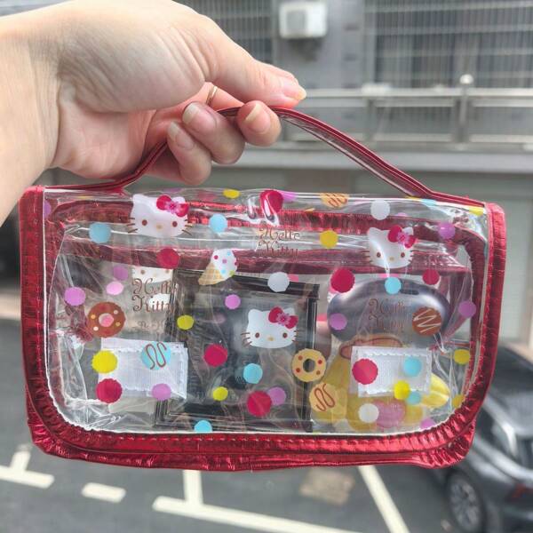 Sanrio Large Capacity High-Quality Makeup Bag, Portable Waterproof Cosmetic Bag With Hello Kitty Design, Travel Toiletry Bag