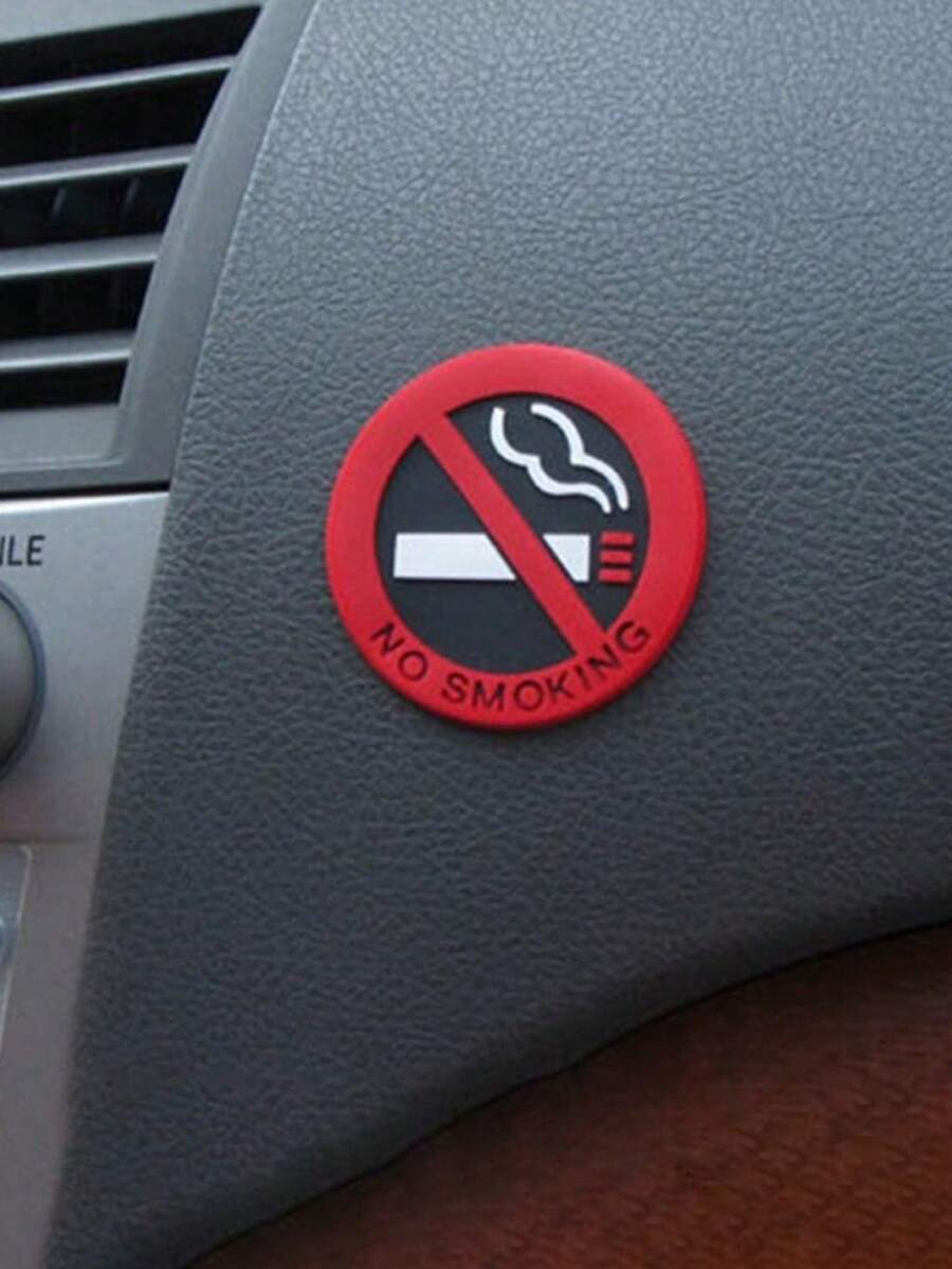 禁止吸烟圆形红色标志汽车贴纸，出租车、窗户、门和汽车内饰禁止吸烟提醒贴花，汽车配件，汽车用品，汽车装饰 - 彩色 - 查看 1