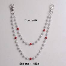 1pc Fashion Street Hip Hop Pants Chain, Handmade With Rhinestone Crystal Ball Waist Chain, Suitable For Men And Women Daily Wear Halloween Accessories Punk
