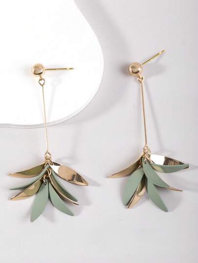 1 par de elegantes y de alta gama pendientes largos para mujer con pétalos, gotas de agua, hojas y flecos en colores rosa, verde, negro, naranja, rojo rosa, morado, rojo y amarillo jengibre, delicados y dulces, adecuados para primavera/verano, playa, regalo de vacaciones