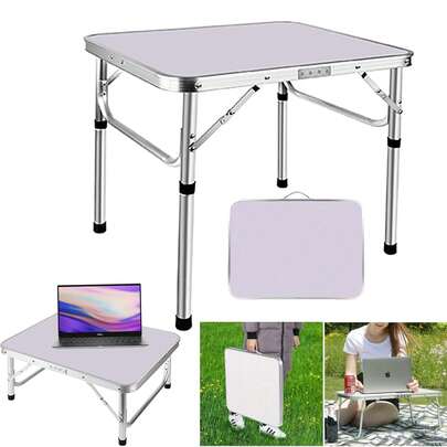  Lucn 2ft Folding Camping Table, Portable Foldable Picnic Tables For Outdoor Indoor Garden, Balcony Market Kitchen Work Table, 2 Height 20cm/56cm, Table Top Size: 60x45cm