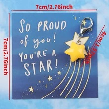 8pcs Mini Resin Star Keychains, Includes "So PROUD Of You! You're A Star" Inspirational Cards,Encouragement And Praise Gift, Ideal For Birthday, Anniversary, Graduation, Back To School,Encouragement Gifts, Bag Charms Car Accessories Cute Goth Y2k Halloween Accessories Teachers Day - Multicolor - View 2
