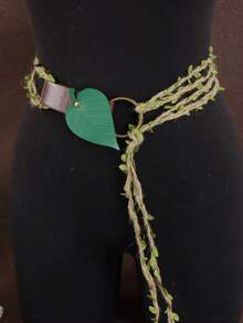 1 套绿叶手工编织绳和 PU 皮革扣复古维京集市 LARP 精灵森林服装角色扮演道具 DIY 绳带文艺复兴配饰万圣节 - A - 查看 5