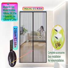 قطعة واحدة من شبكة موسكيتو ماغنيتيك سوداء، مع شريط إغلاق مغناطيسي، إغلاق ذاتي، ممر غير مرئي، سهل التركيب والإزالة، يأتي مع صنبور لاصق وأساور تركيب ذهبية، لا يتطلب الحفر، متوفر بخطوط متعددة (80 سم - 140 سم) و 210 سم، مناسب للأبواب الخارجية، باب الشرفة، الأغطية