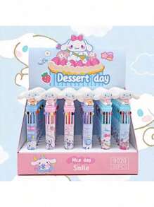 bandai 1 pennenset met 10 kleuren in de vorm van een cartoonfiguur (1 pen met 10 kleuren), schattige creatieve etui met tandpasta in de vorm van een kat, leuke organizer voor op het bureau van een student, cadeaudoos voor kantoorbenodigdheden, cartoonbalpen, set van 10 balpennen - snel drogende inkt, medium punt, leuke set kantoorbenodigdheden, geschikt voor tieners, krabbels, markeren, leuke etui, terug naar school