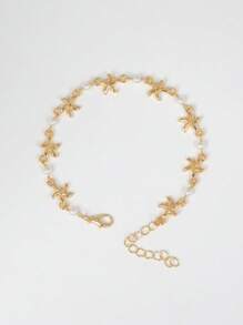 1 pièce Bracelet de cheville à la mode pour femme avec étoile de mer en alliage brillant et fausse perle classique. Accessoire de bijouterie fait main convenant pour un usage quotidien, à la plage, en soirée ou en voyage