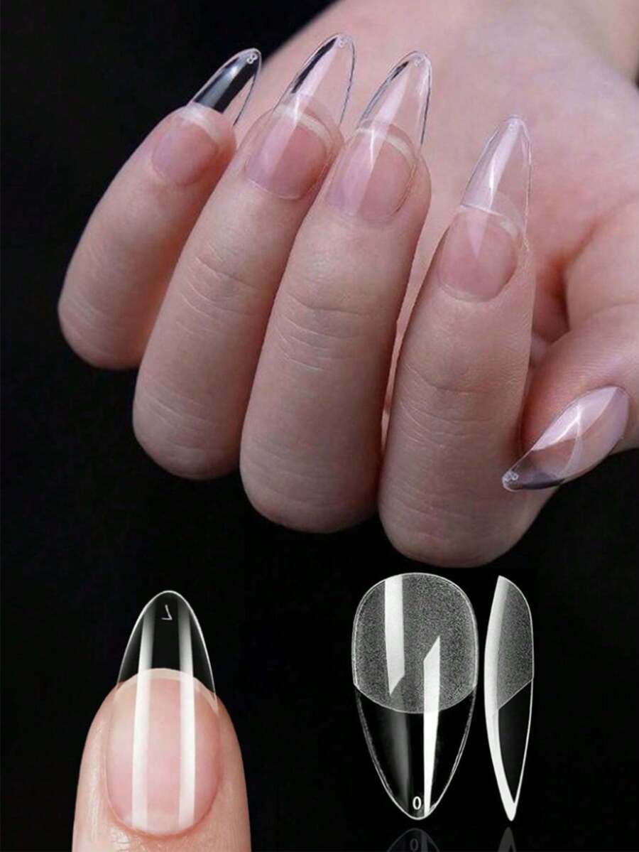 240片/12种尺寸半哑光杏仁形DIY美甲贴纸，可根据您的喜好设计，非常适合家庭和美甲沙龙使用，女士美甲护理必备品，美甲用品，增添甜美气息（240/192/144/120/24片） - 半磨砂 - 查看 1