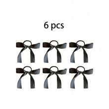 Set de 6 accesorios para el cabello multifuncionales con cintas de satén blanco, lazos, scrunchies - Nuevos estilo coreano elegante y sencillo para sujetar coletas, decoraciones para el cabello para mujeres y niñas, accesorios casuales, regalos y props para fotografía, bandas elásticas para el cabello