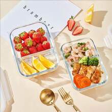 1/3 件大号玻璃食品储存容器，防漏密封盖 - 适用于微波炉、烤箱、冰箱和洗碗机，带通风口，可堆叠矩形餐食准备容器，适用于午餐、剩菜、房车和露营 - 白色 - 查看 7