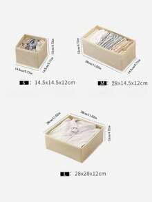 1/3/6/9 Pcs Set Minimalist Foldable Fabric Storage Boxes, Wardrobe/Dresser Drawer Organizers, Storage Baskets, Bra Underwear Organizer Boxes, Solid Color Storage Containers - Beige - View 8