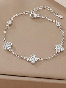 时尚四叶草和星星闪亮锆石手链，百搭配饰