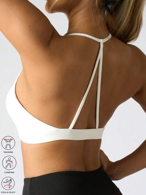 1pc Simple & Elegant Stretch Women Yoga Sports Bra