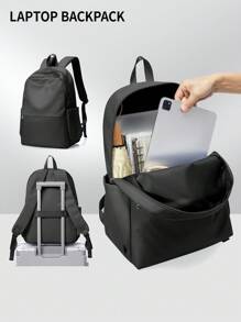 纯色女士背包大号学校背包笔记本电脑背包带笔记本电脑隔层，适用于 14-15.6 英寸笔记本电脑，轻便耐用的学生书包，防水旅行包，实用的户外徒步旅行背包，带有多功能口袋，适合通勤、上学、工作、旅行的休闲背包，2 种颜色可选书包