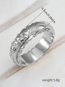 1枚优雅花朵造型戒指，女士礼物，适合婚礼、订婚、周年纪念、派对及其他场合 - 銀色 - 查看 4