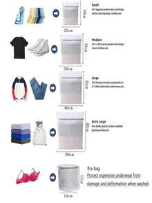 5pcs Mesh Laundry Bags, Suitable For Delicate Clothes, Washing Machine Laundry Bag, Travel Storage Organizer Bag, Washing Machine Dedicated Wash Bag, Anti-Deformation Clothing Wash Bag, Suitable For Underwear, Bras, Socks, Travel Storage Decor, Room Decor, Decorations, Decorations, Decor, Storage, Organizer Dress Pants Shoes Jeans Boots Skirt,Spring,Minimalist,Summer Tops - Multicolor - View 8