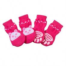 4pcs/Set Cute Pet Socks, Anti-Scratch, Anti-Dirt, Non-Slip Dog Booties, Suitable For Cats & Small Dogs - Pink - View 11