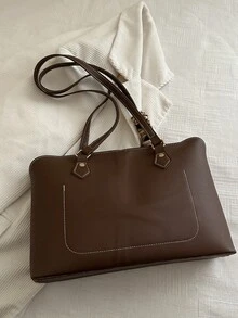 全新奢华别致设计百搭女士单肩托特包 - 棕色 - 查看 8