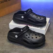 Thick Sole Hollow Out Slide Sandals, Fashion Closed Toe Anti-Slip Casual Summer Slippers For Women - 6806 Black - View 5