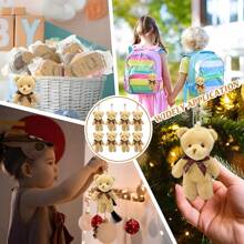 1/6/12 件迷你熊 4.7 英寸熊娃娃散装柔软迷你毛绒动物，适合 DIY 钥匙链，适合毕业日婴儿洗礼婚礼派对礼物。