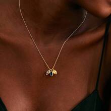 Custom Birthstone Women 14K Gold Plated Necklace With Diamond Pendant, 1-3 Pcs Necklace Set, High Color Fastness, Low Allergenic MAMA Pendant Necklace, Ideal Gift For Girlfriend, Mom, Family, Friend, Daughter For Anniversary, Valentine's Day, Mother's Day, Birthday, Graduation, Daily Wear, Wedding, Prom - Fashion, Minimalist, Simple, Casual, Vintage Customized, Personalized, Unique