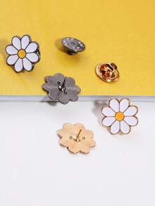 SHAN LI HUA 1 件/6 件时尚小雏菊花胸针，可爱领针连衣裙配饰办公室配饰衬衫夹克珠宝圣诞节万圣节 - 1PCS/槍黑色 - 查看 2