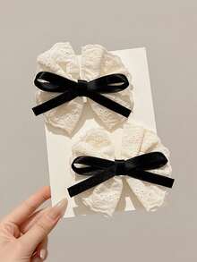 2个装女孩蝴蝶发夹，可爱刘海，简约儿童发饰 - 彩色 - 查看 2