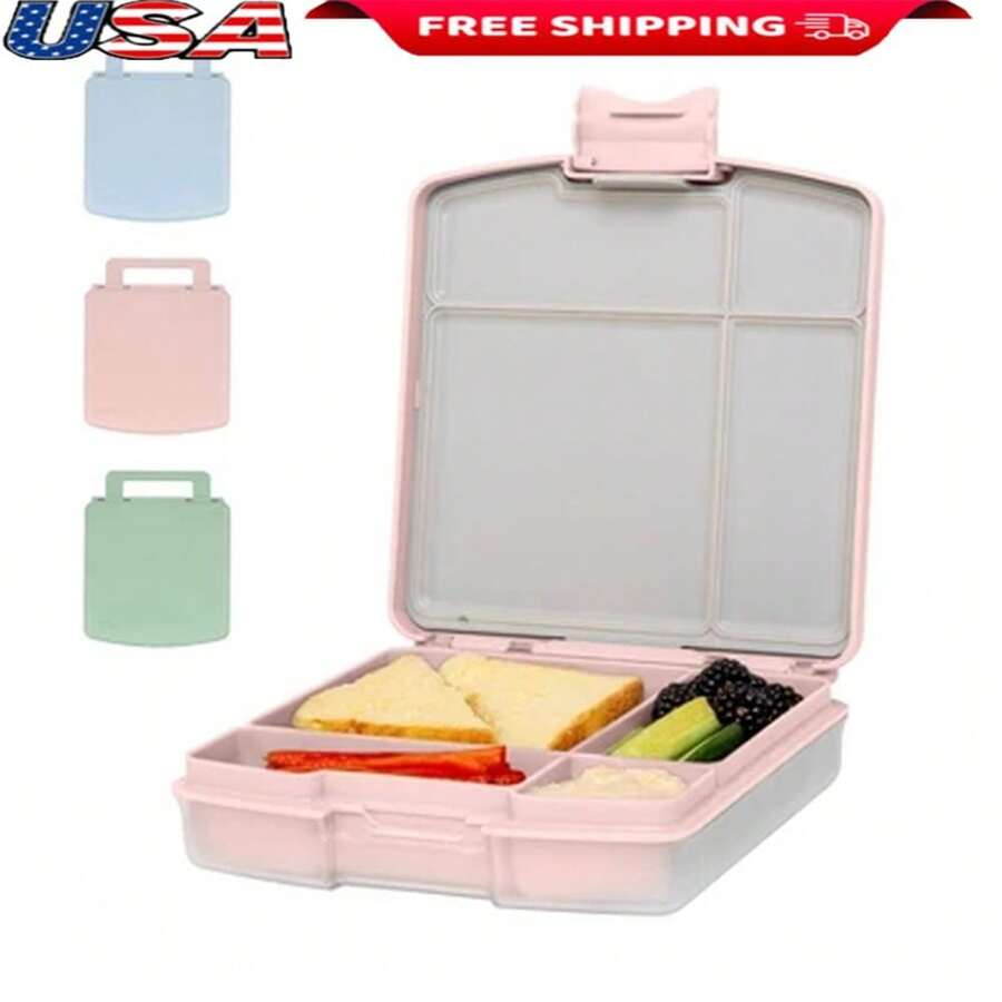 Innovative Leak Proof Bento Box With 4 Compartments Ergonomic Handle Kids Dishwasher Safe Travel Friendly Lunch Container - 彩色 - 查看 1