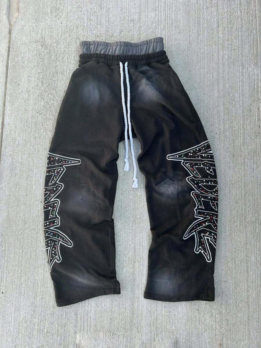 Men's Streetwear Jogger Pants - Drawstring Waist Baggy Hip Hop Trousers With Wide Leg