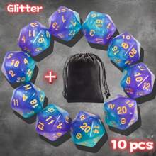 D-N-D 多面骰子（100 个）带骰子袋，兼容 D&D RPG MTG 角色扮演桌面游戏（D20 骰子，10 种颜色 - 100 个） - 彩色 - 查看 14