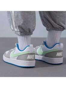 Nike Zapatillas para niños, versión COURT  de suela baja, zapatos blancos pequeños, zapatos casuales antideslizantes - Gris - Ver 9