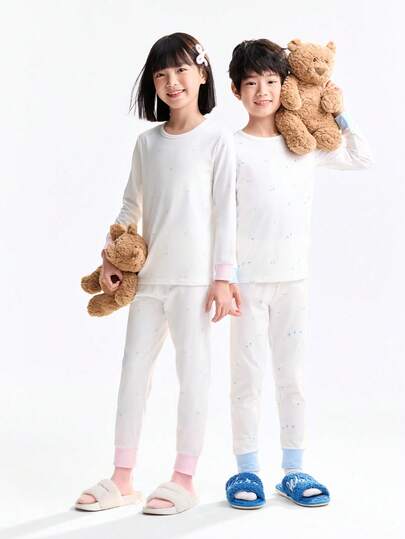 Annil Children's Clothing For Girls, Girls, Boys, Girls, Teenagers, Autumn Shirts And Pants Sets, Home Thermal Clothing Base, Autumn Shirts And Pants