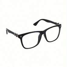 Fashion Retro Square Large Frame Glasses, Elegant & Simple, Fashionable Slim-Look Eyewear For Men And Women, Student Photo Prop Accessories Christmas Gift - 黑色 - 查看 5